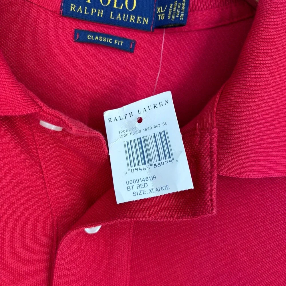 Polo Ralph Lauren Classic Fit Cotton Pique Shirt Mens XL Red Short Sleeve Pony